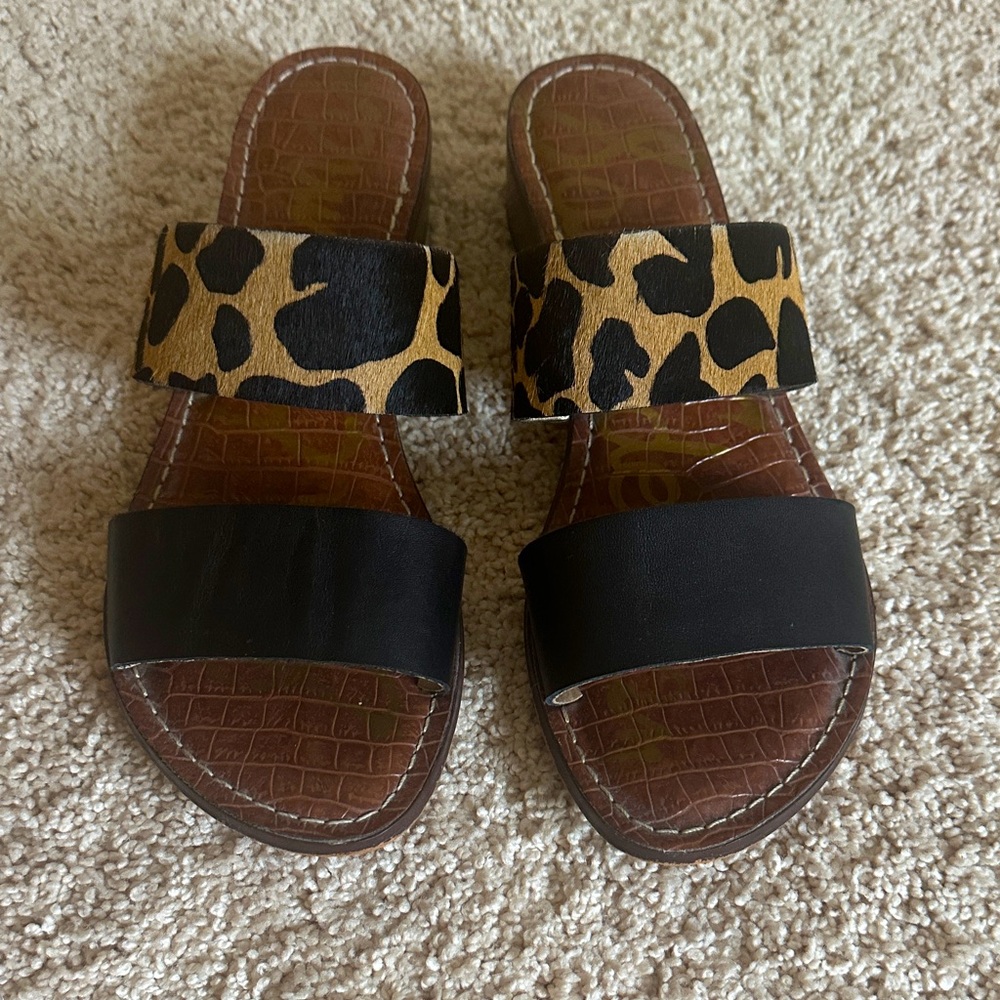 Sam Edelman Leopard and Black Sandals